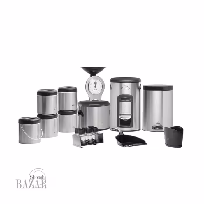 سرویس آشپزخانه 18 پارچه استیل درب پلیمری مشکی بهازکالا 16283028