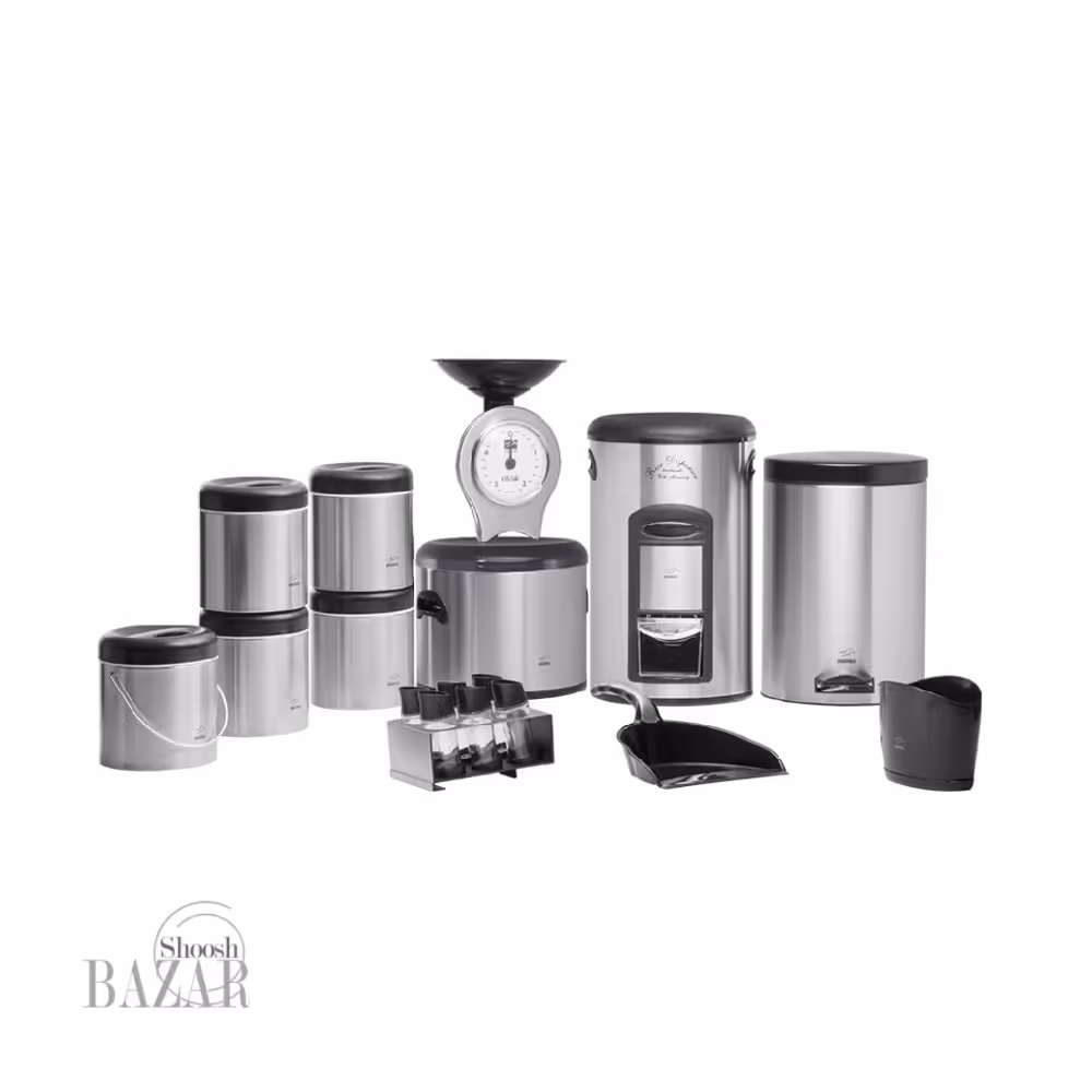 سرویس آشپزخانه 18 پارچه استیل درب پلیمری مشکی بهازکالا 16283028