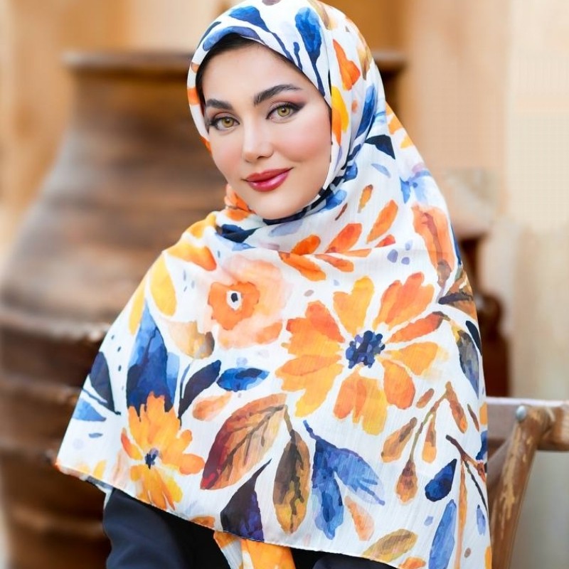 روسری طرح برگ و گل سوپرنخ