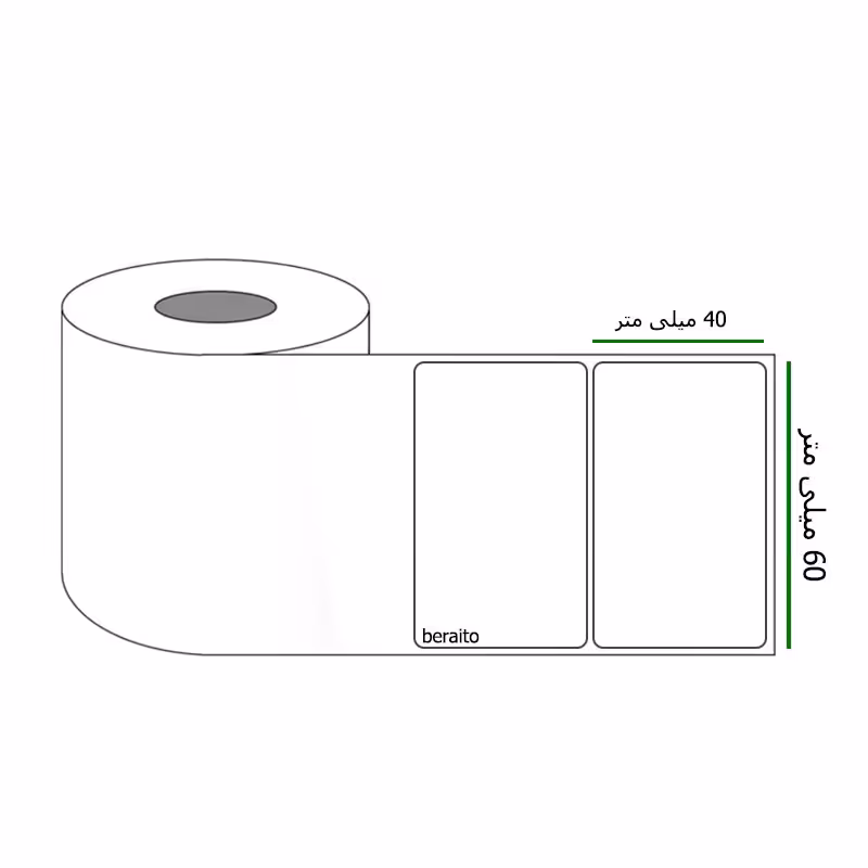 خرید برچسب پرینتر لیبل زن ابعاد 60 × 40 میلی متر رول 1000 عددی