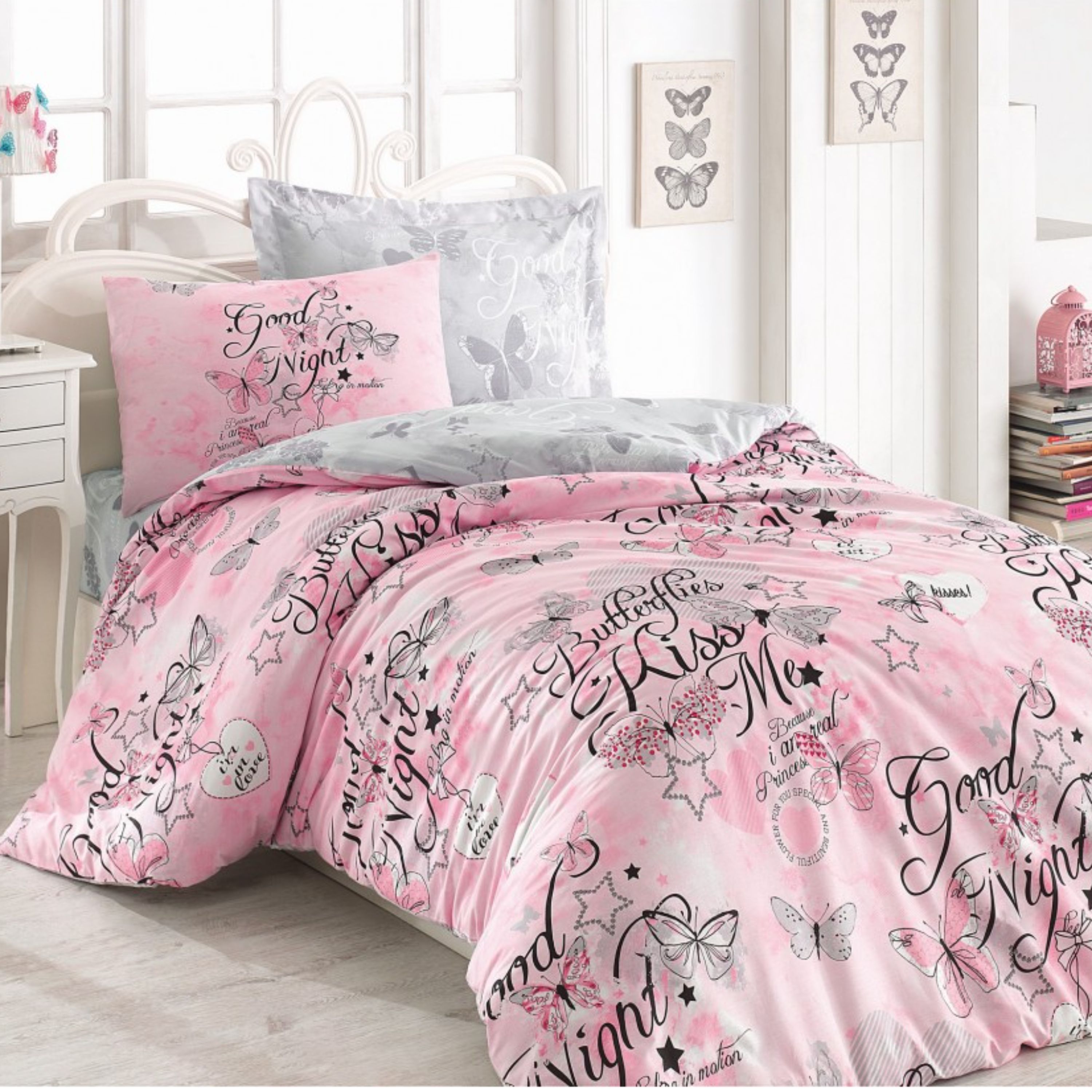 ست ملحفه کاتن باکس مدل Grils-Boys Feeling Pembe تکنفره 3 تکه