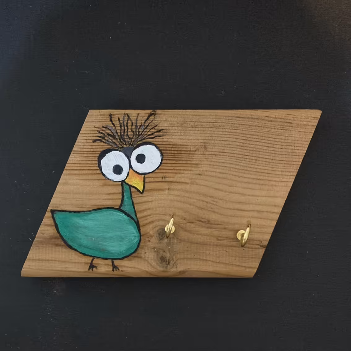 جاکلیدی دیواری چوبی طرح پرنده فانتزی 