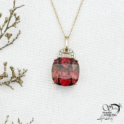 گردنبند ژوپینگ با نگین طرح یاقوت کد 12785