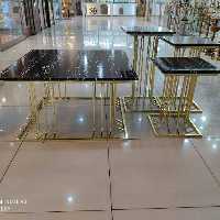 جلو مبلی و میز  عسلی مدل ستونی -  میز - مبلمان - میز  جلو مبل - میز استیل - صفحه طرح سنگ