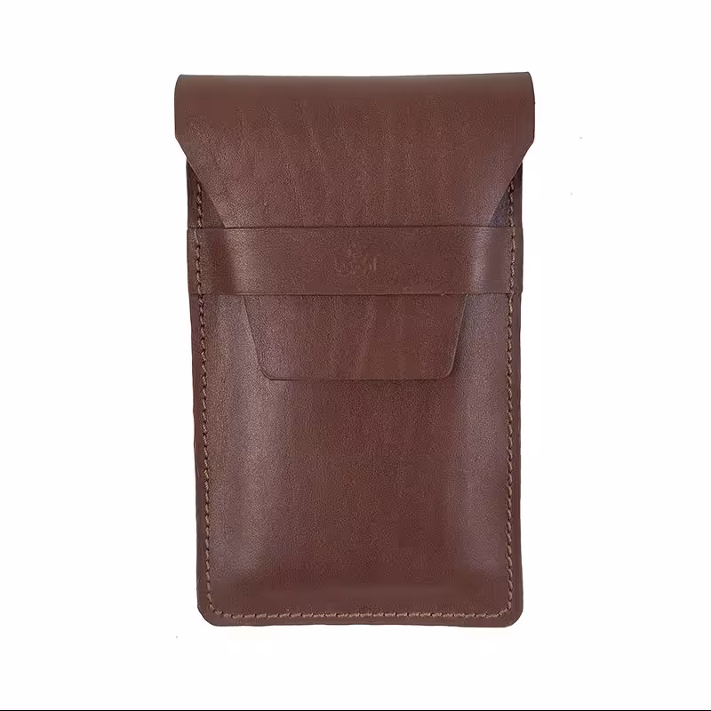 کیف گوشی کمری چرم طبیعی امیسیما کد G109 (قهوه ای تیره)