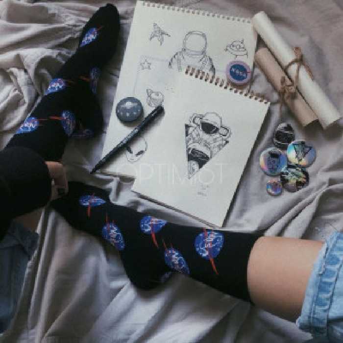 جوراب ناسا مشکی ساقدار نخ پنبه فری سایز