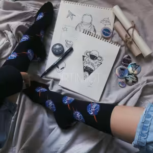 جوراب ناسا مشکی ساقدار نخ پنبه فری سایز