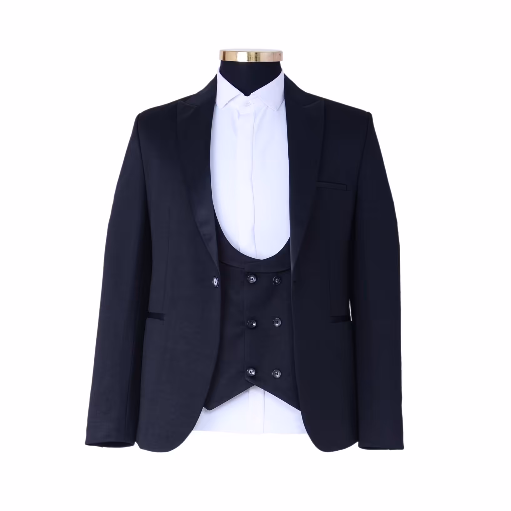 کت و شلوار و جلیقه مردانه  یقه ساتن مدل1236