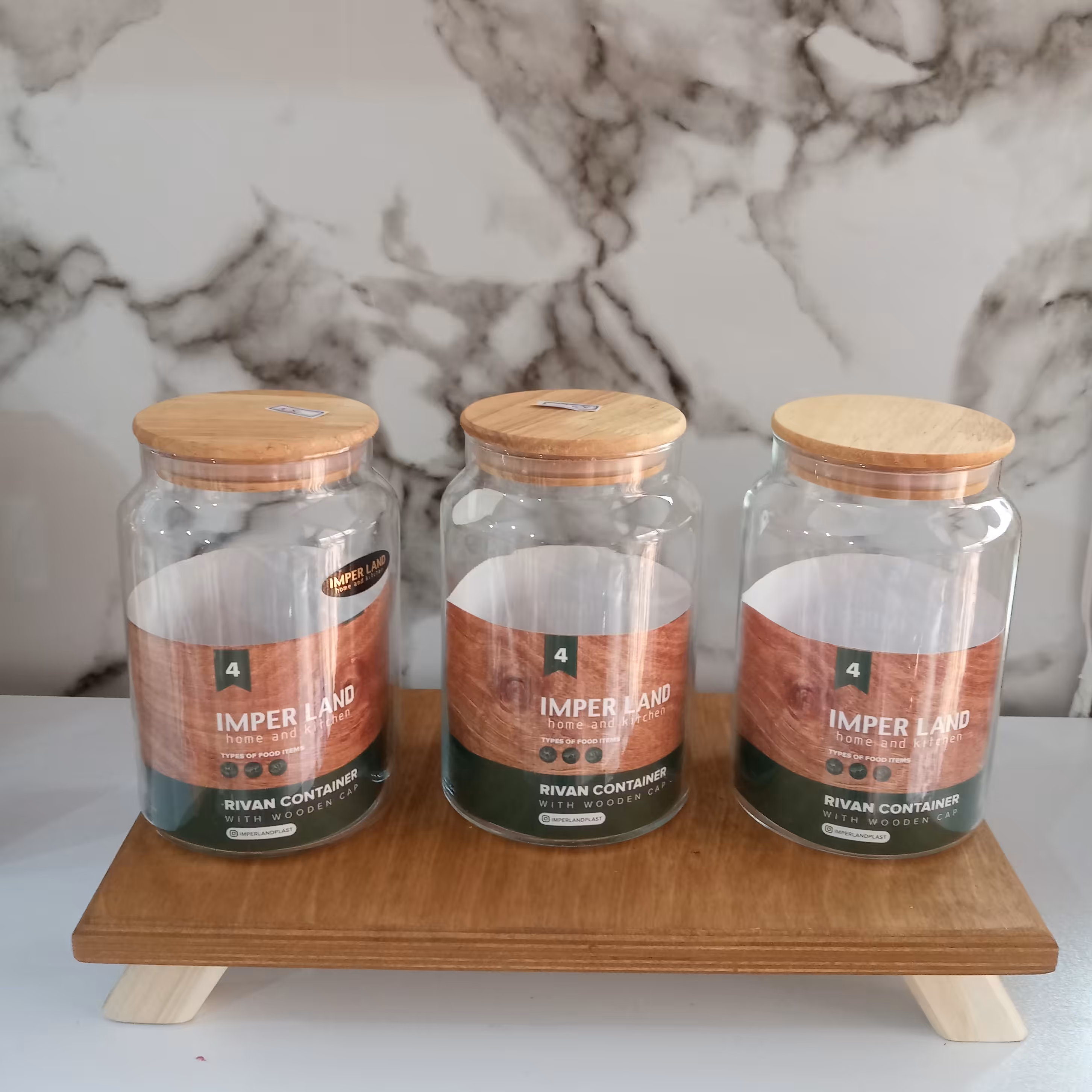 بانکه شیشه ای درب چوبی امپرلند سایز4