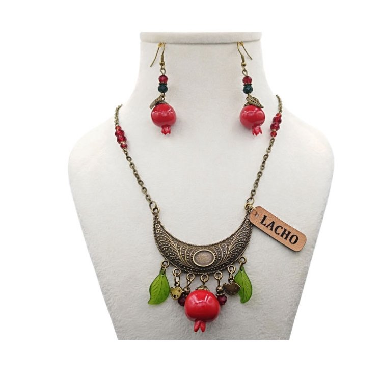 ست زیورآلات گردنبند و گوشواره یلدا انار 1