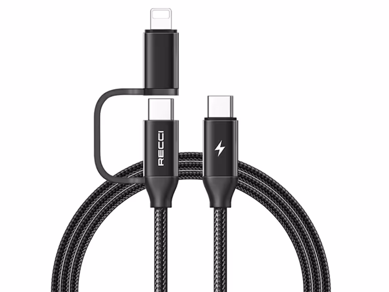 کابل فست شارژر 2 در 1 رسی Recci RTC-P03CC 2in1 PD fast charging data cable