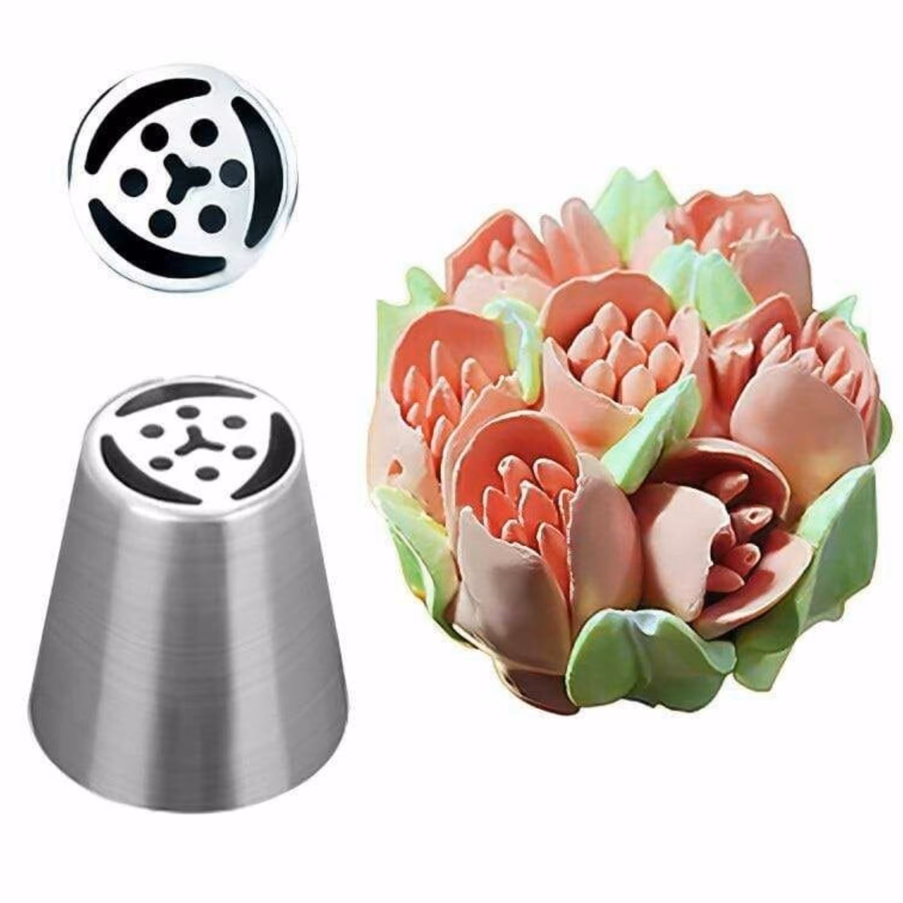 ماسوره سه بعدی شیرینی پزی بهگز مدل غنچه گل رز مناسب تزیین انواع کیک خامه ای و حلوا