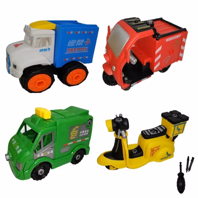 ماشین و موتور  اسباب بازی  فکری و لگویی بسته 4 عددی دارای پیچ گوشتی جهت باز کردن تمامی قطعات 