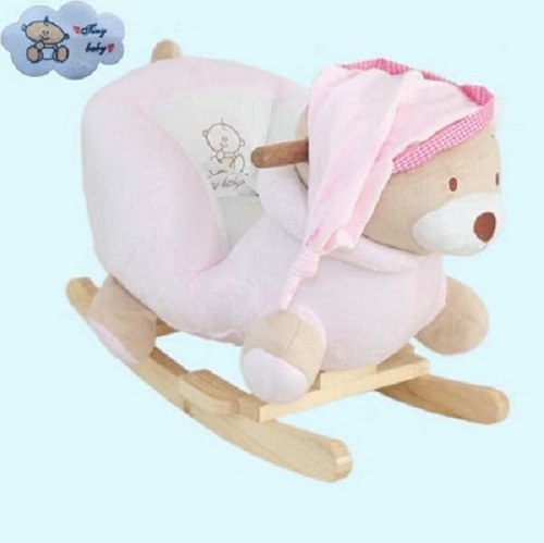 راکر کودک مدل خرس - صندلی مبلی- بدون پرز و الکتریسیته ساکن - صادراتی- رنگ صورتی