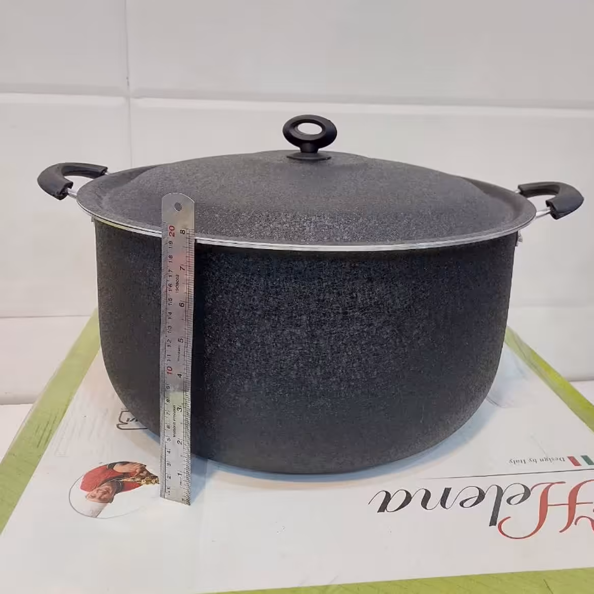 قابلمه گرانیتی هلنا سایز 42 رنگ مشکی چروک