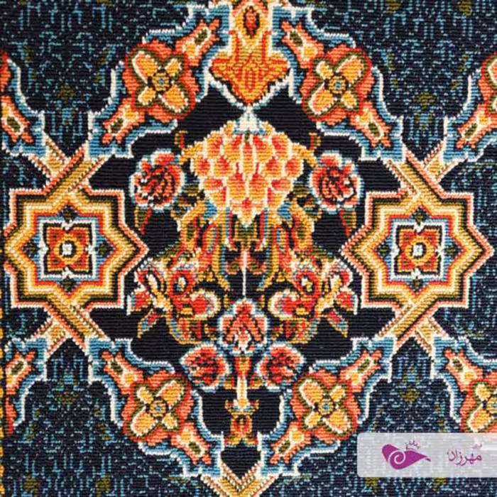 گلیم ماشینی 4 متری ( یک و نیم در دو و بیست و پنج ) طرح بوته سرمه ای