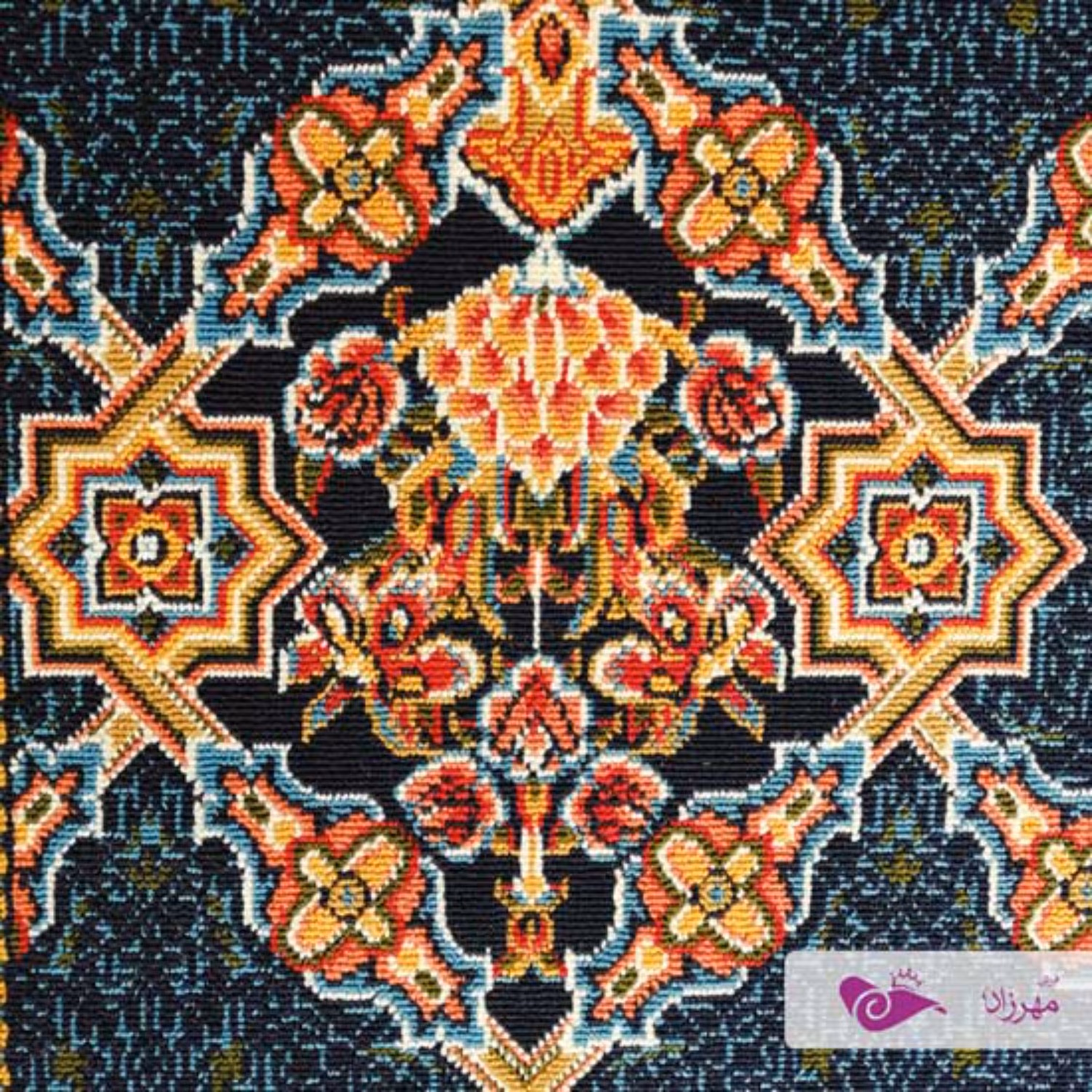 گلیم ماشینی 4 متری ( یک و نیم در دو و بیست و پنج ) طرح بوته سرمه ای