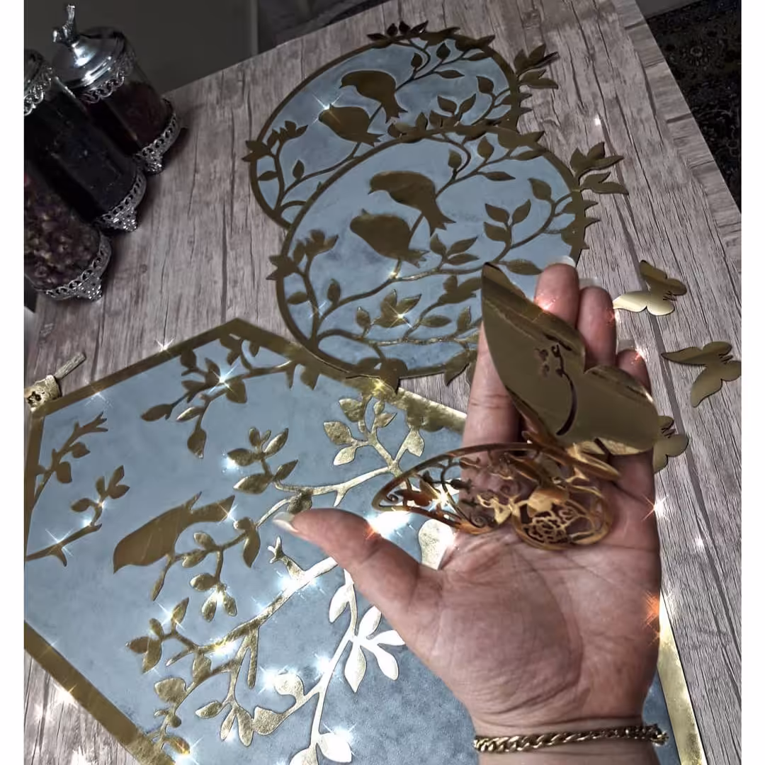 رومیزی طرح گل و بلبل