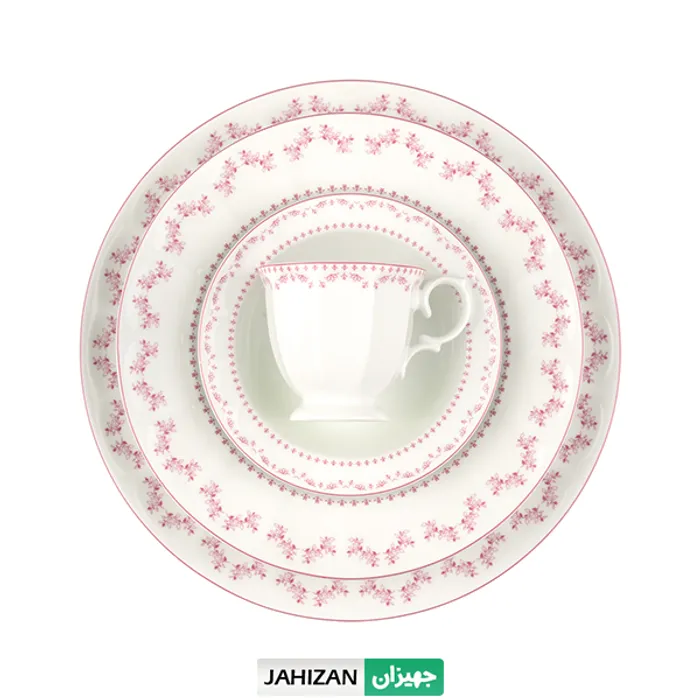 سرویس چینی زرین 103پارچه فرانسیس صورتی سری نئوکلاسیک