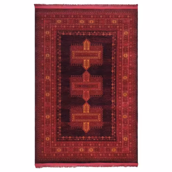 فرش ماشینی 700شانه هیوا طرح بلوچ 204 سرمه ای سایز 4متری