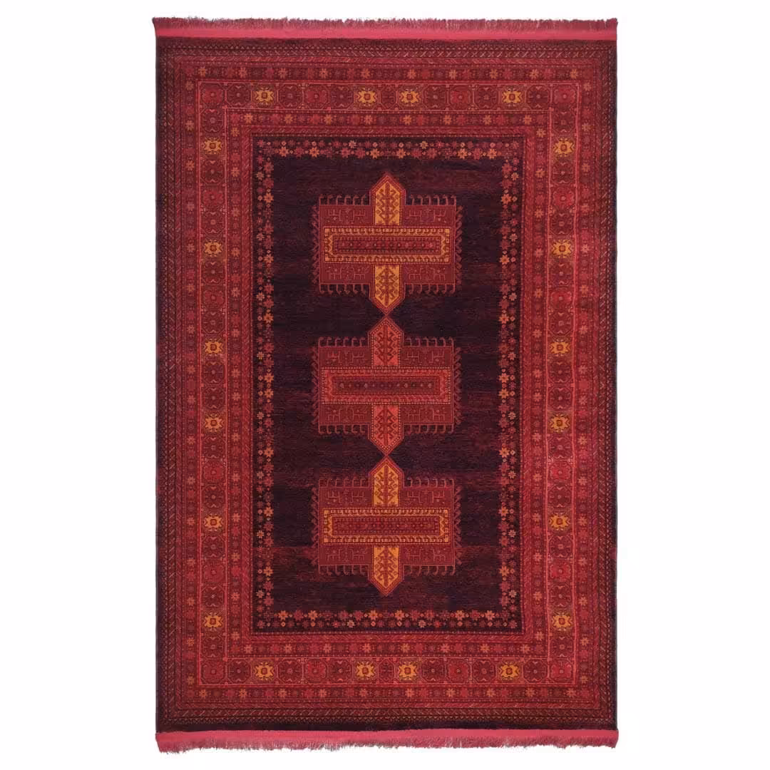 فرش ماشینی 700شانه هیوا طرح بلوچ 204 سرمه ای سایز 4متری