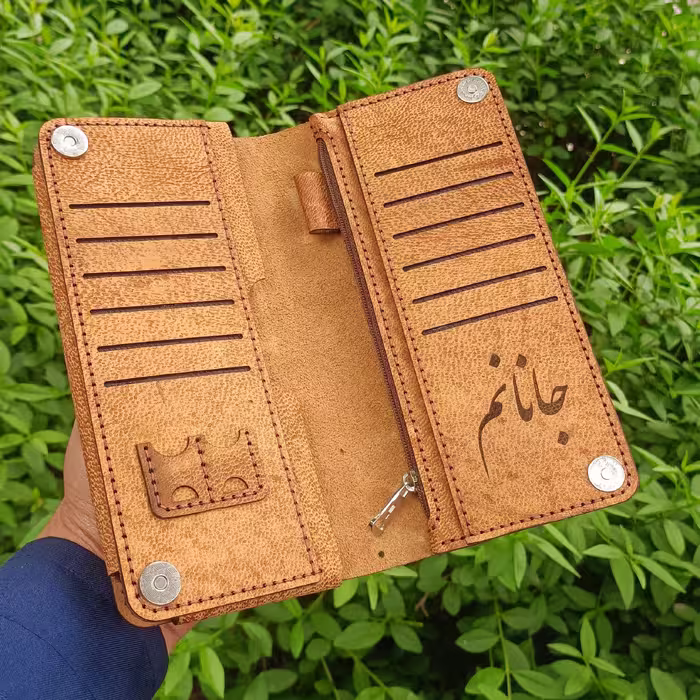 کیف چرم بز طبیعی دست دوز ابروباد هورس بزی درجه یک 