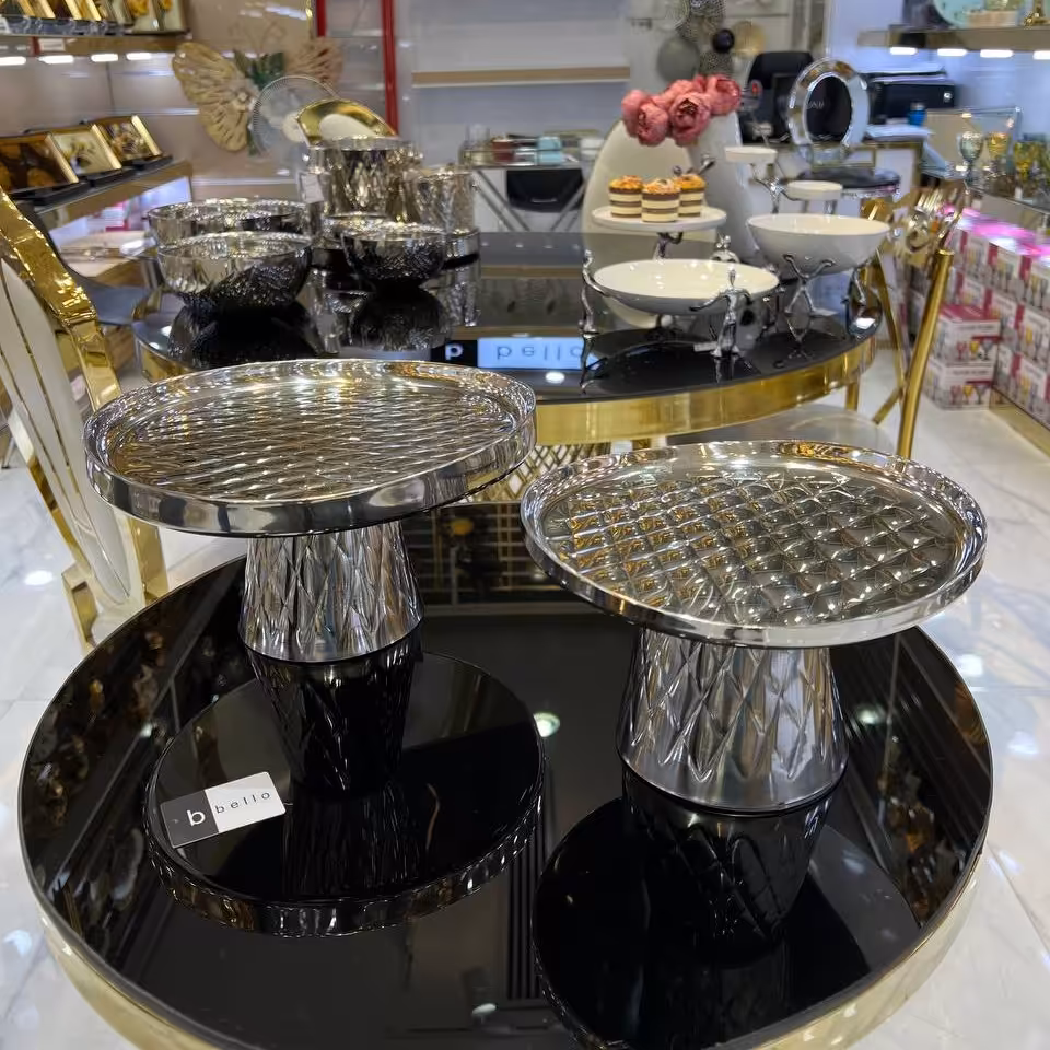 شیرینی خوری استیل دو جداره سیلور و طلایی 