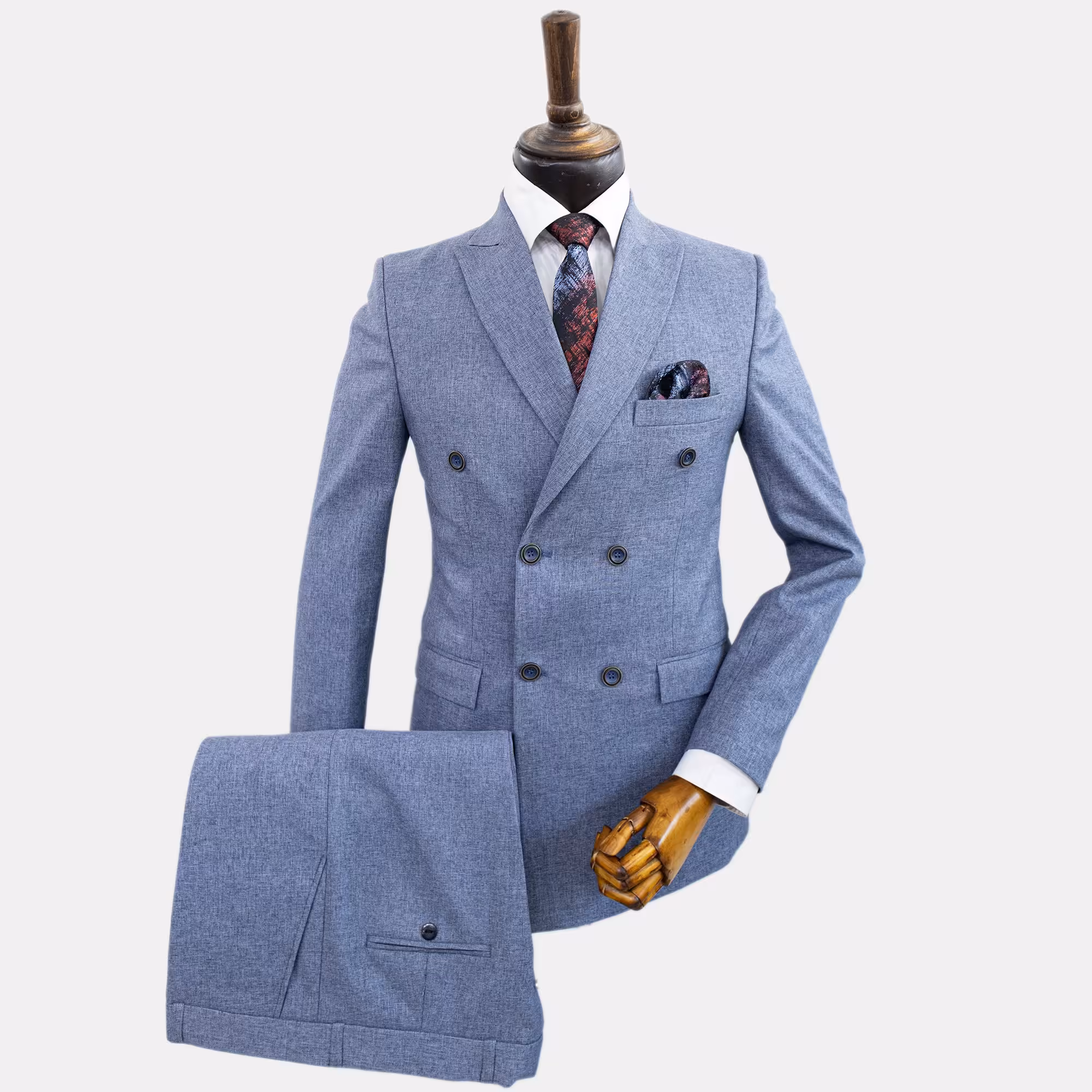 کت و شلوار مردانه دبل برست آبی آسمانی با ارسال رایگان 