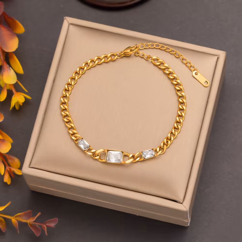 دستبند استیل کارتیر نگین دار - کد 1010050300