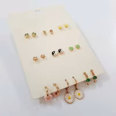 پک نه جفتی اقتصادی گوشواره و گلگوش طلایی،کیفیت عالی، در مدل های مختلف