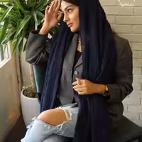 شال پلیسه نخی تک رنگ قواره استاندارد رنگ سرمه ای