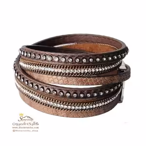 دستبند چرم چند رشته قهوه ای BNG382B0