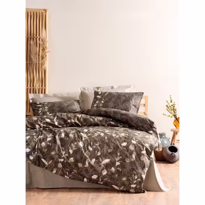 ست ملحفه کاتن باکس مدل Dual Foresta Bej دو نفره 4 تکه