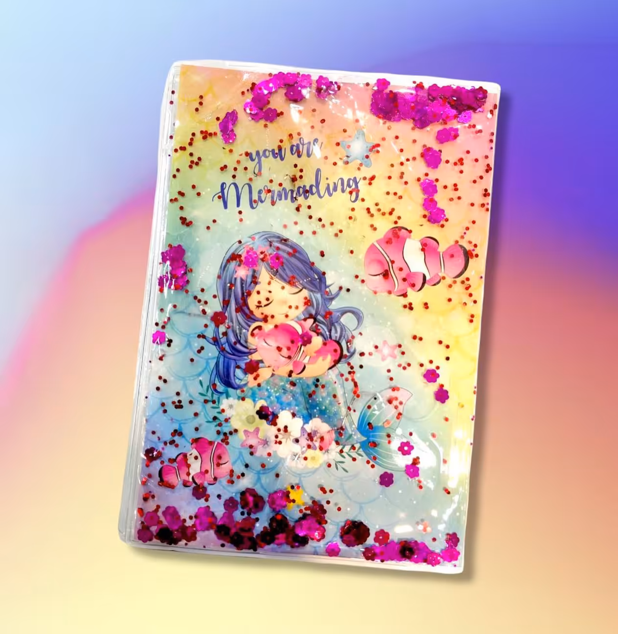 دفتر پولک دار سويل طرح پری دريايی و ماهی کد 006