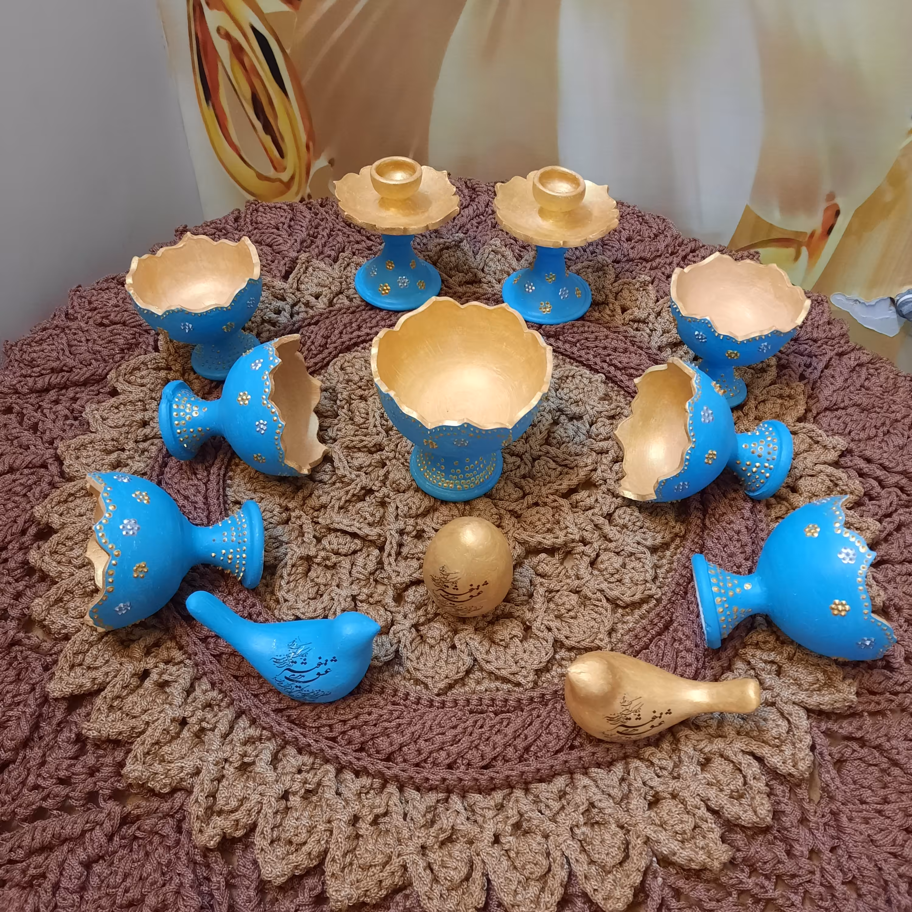 هفت سین سفالی پایه دار زیبا