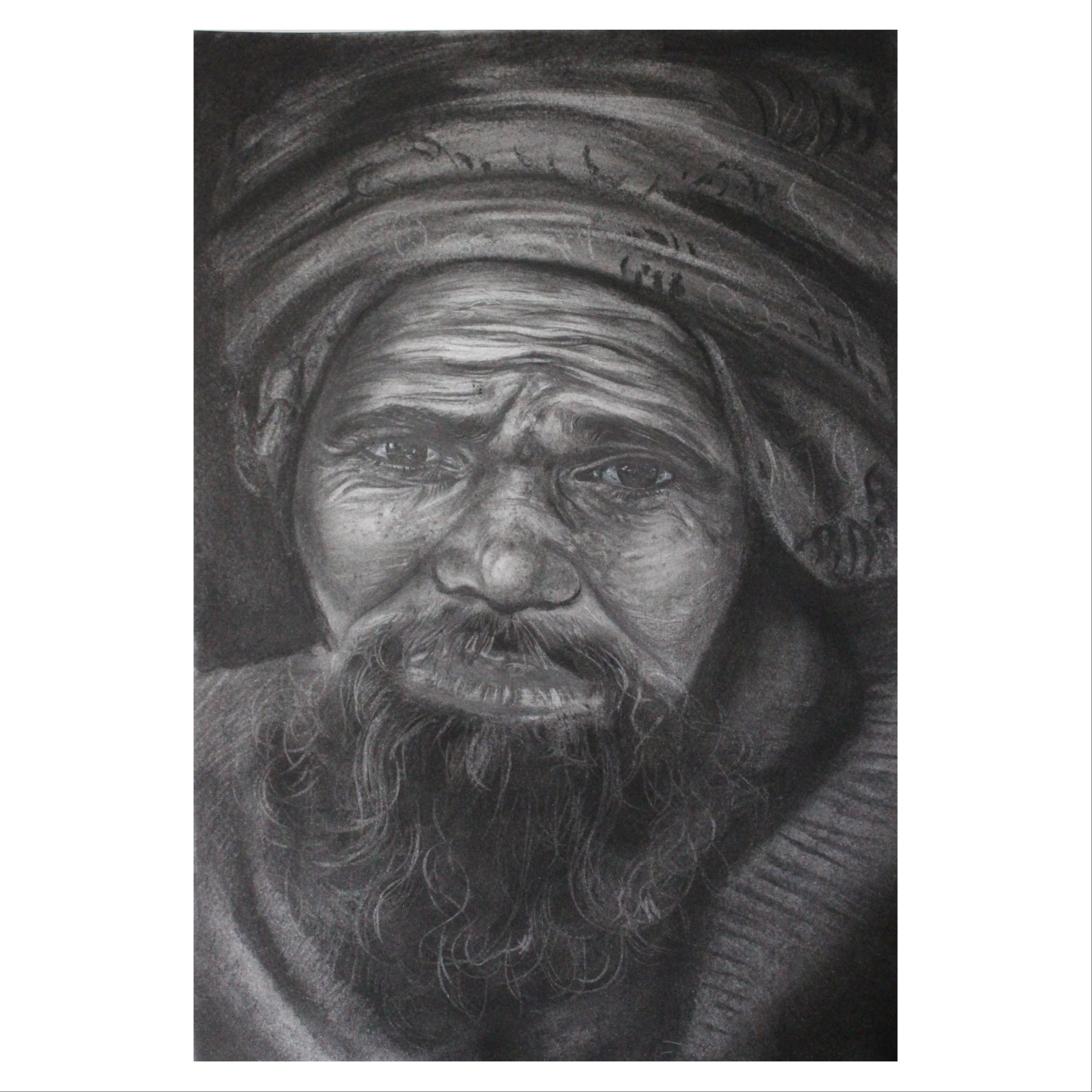 نقاشی مداد و ذغال مدل پیرمرد کد 01