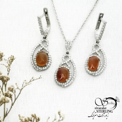 نیمست نقره عقیق یمن نقره ایتالیا کد 14170