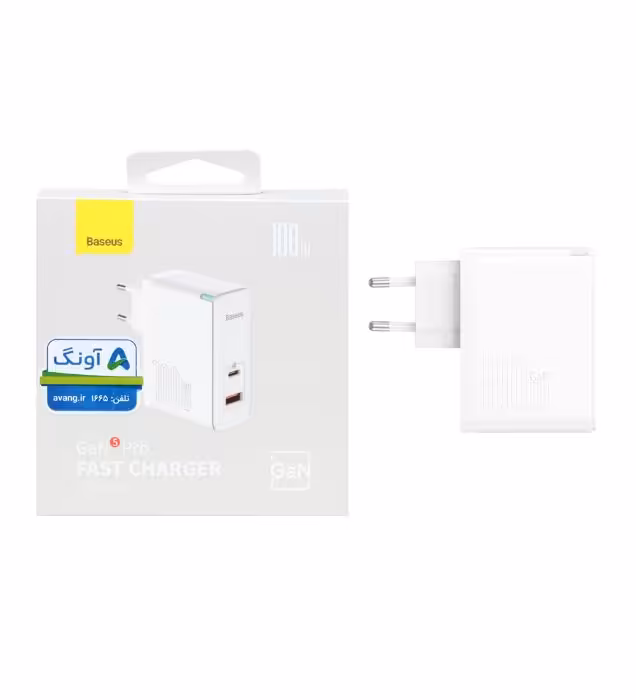 شارژر دیواری باسئوس 100 وات مدل CCGP090202 (دو پورت)