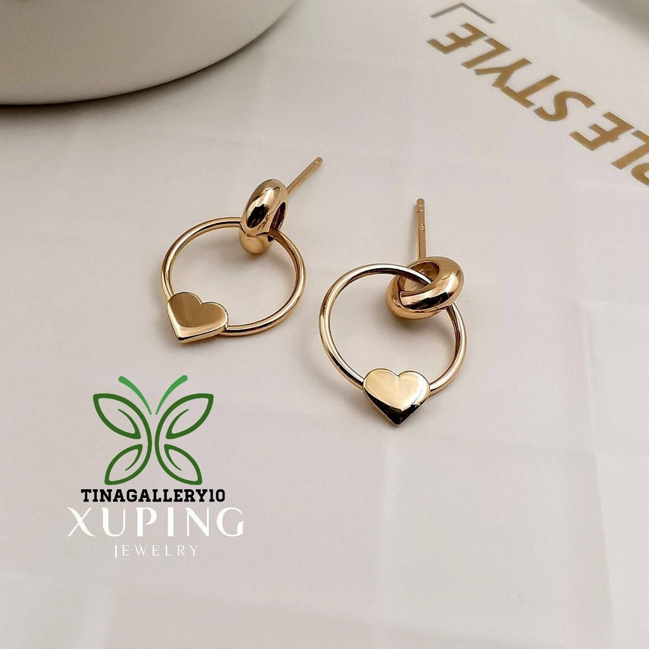 گوشواره دخترانه میخی خیلی ناز برند ژوپینگ ضدحساسیت وآبکاری طلا ورنگ ثابت