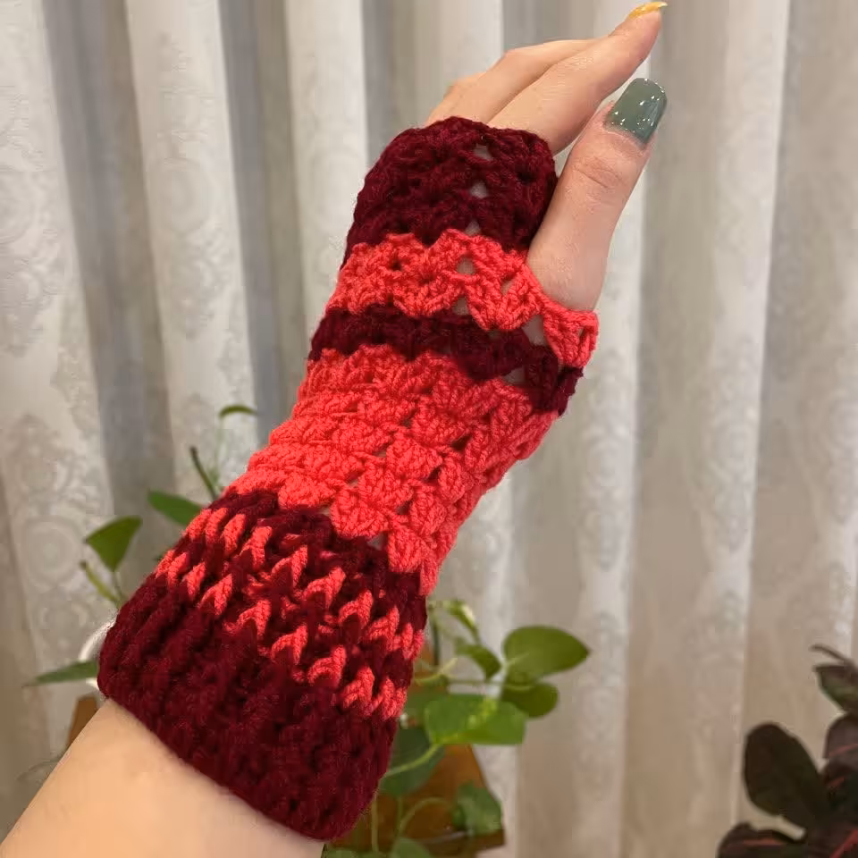 دستکش قلاب بافی بدون انگشت