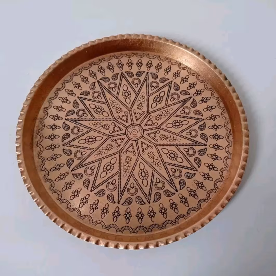 سینی مسی گرد طرحدار سایز 9 با کیفیت عالی 