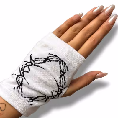 دستکش سیم خاردار سفید نخ پنبه فری سایز