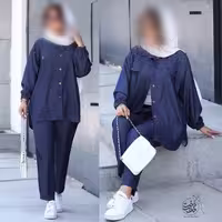شومیز شلوار مرواریدی طرح مژده  جنس داکرون و طرح لی
