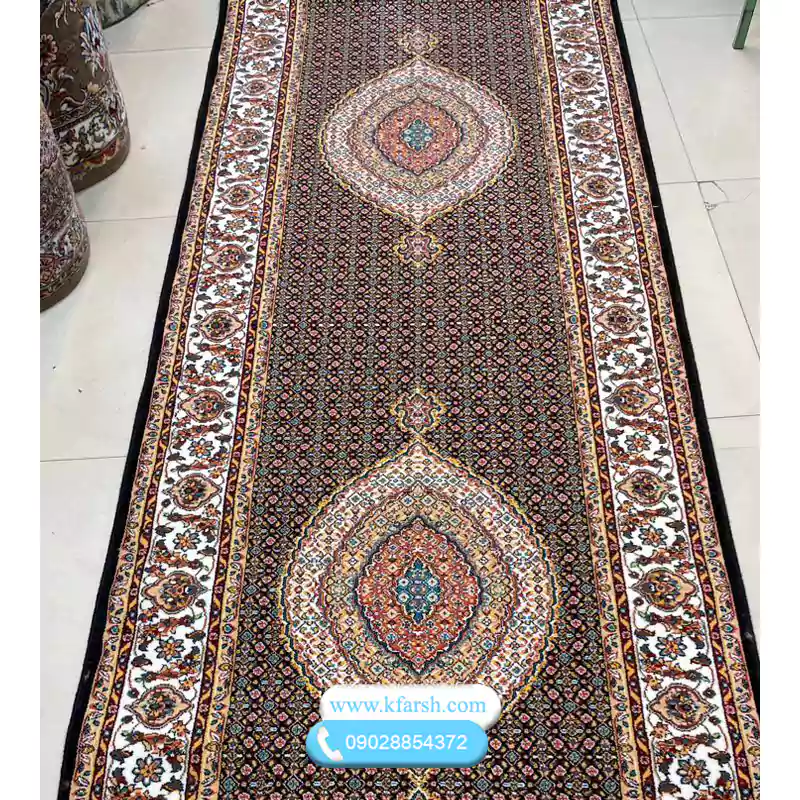 فرش کناره ریز ماهی سرمه ای 700شانه ورژن