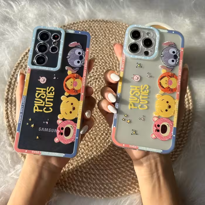 قاب گوشی سامسونگ و آیفون مدل نقاشی دیزنی پو محافظ لنزدار 