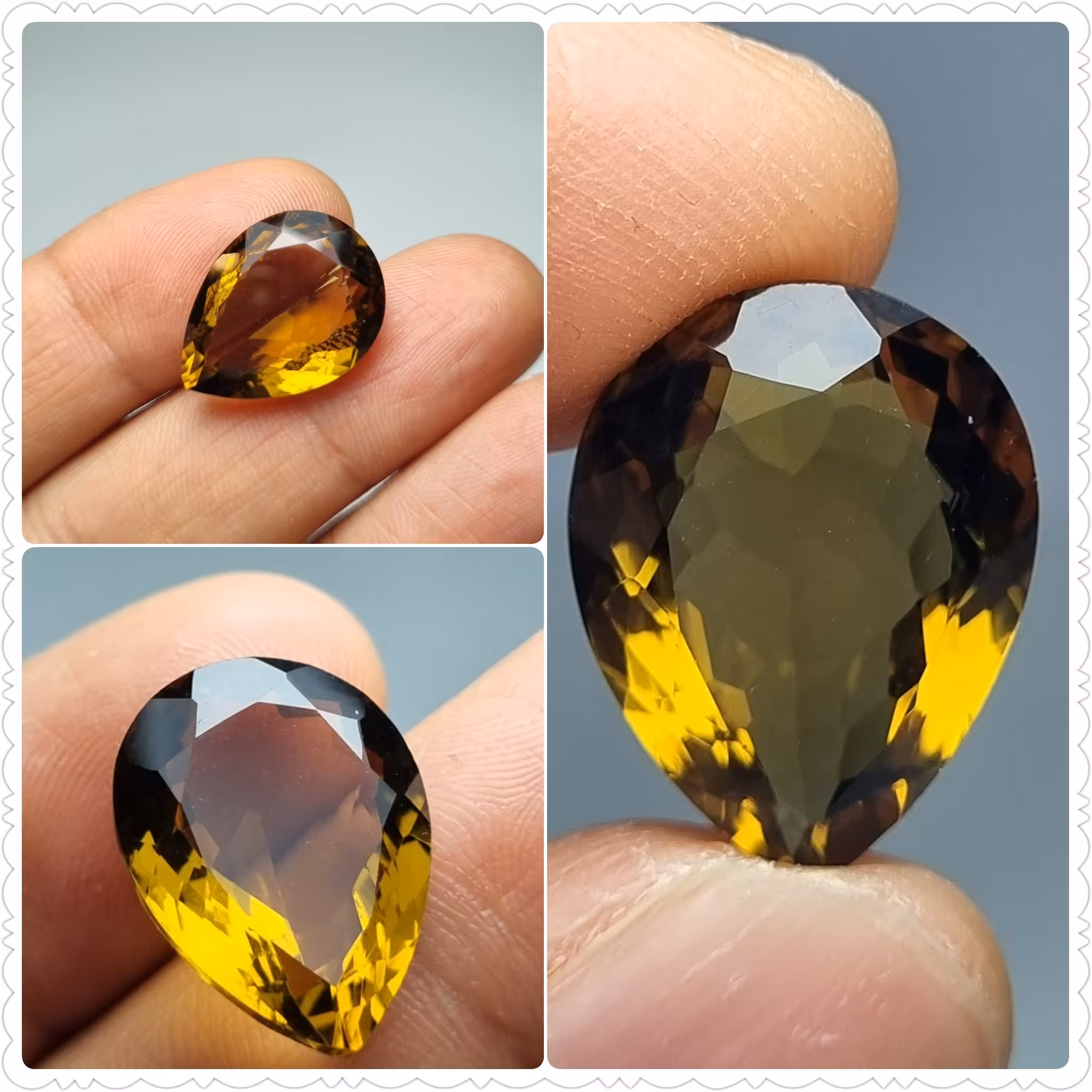 نگین کوارتز عسلی تراش اشکی اصل و معدنی