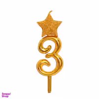 شمع تولد سورساتان مدل تاج اکلیلی طرح عدد سه مجموعه 2 عددی