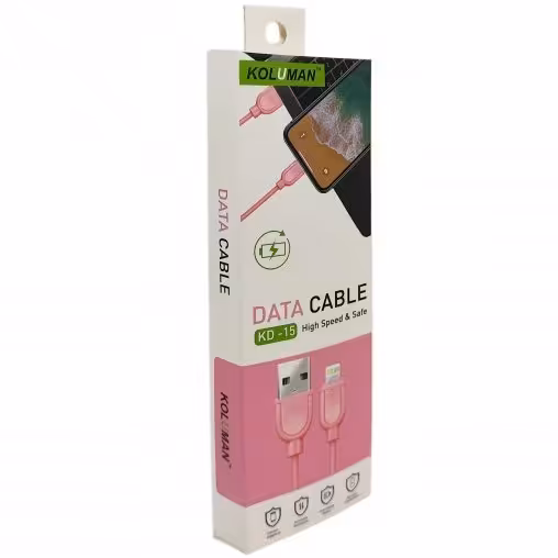 کابل شارژر آیفون کلومن ارزان KOLUMAN KD-15 اصلی لایتنینگ سیم شارژ اورجینال اپل apple iphone lightning ایفون و ایپد