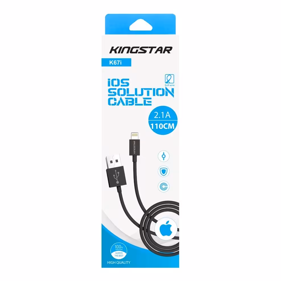 کابل شارژ آیفون KINGSTAR مدل K67I طول کابل 120 سانت