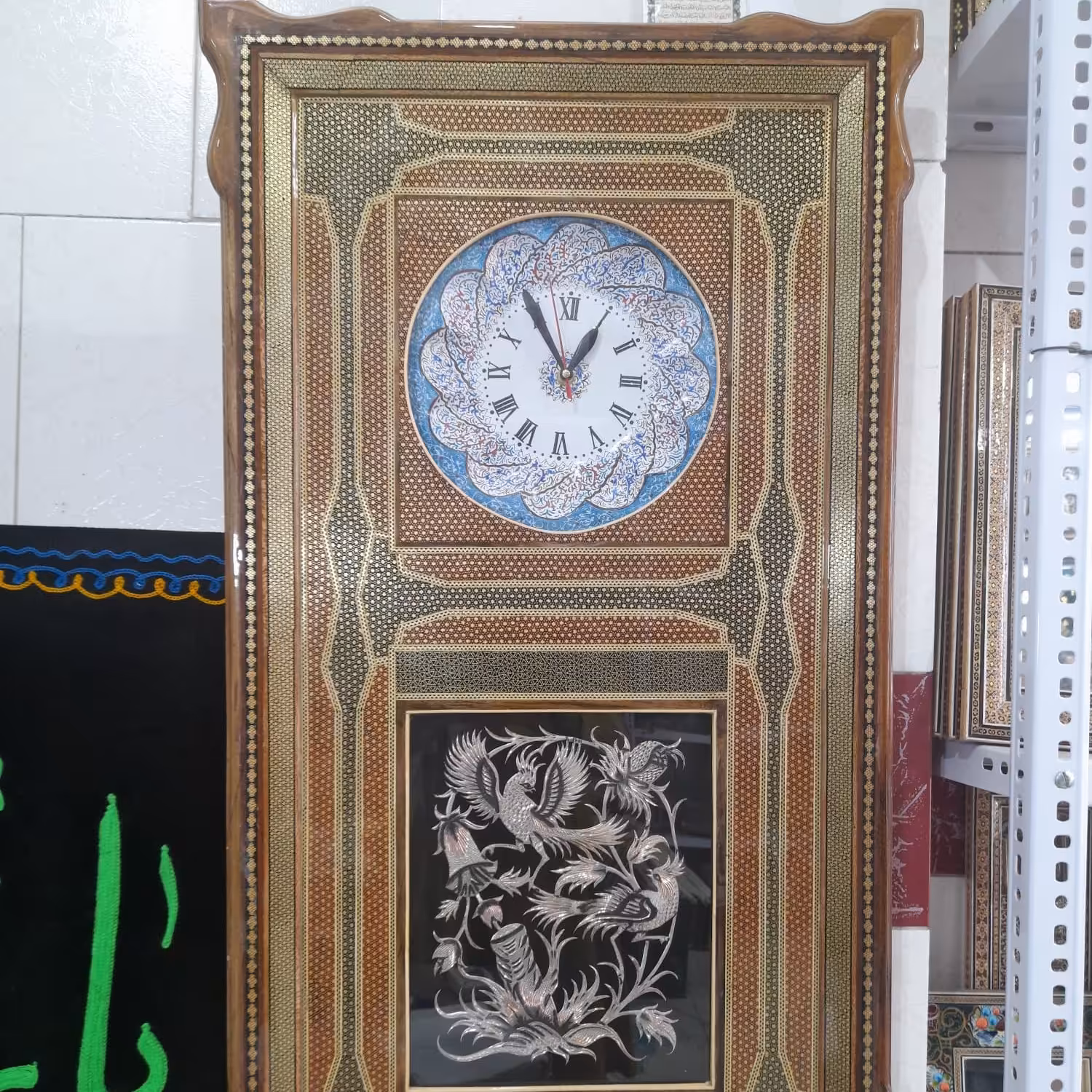 قاب عکس خاتم کاری اعلا  با صفحه مینا و مس قلمکاری 